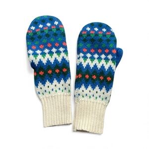 Crewcuts Cozy Knit Kids Mittens - Blue and White size L (12-14)